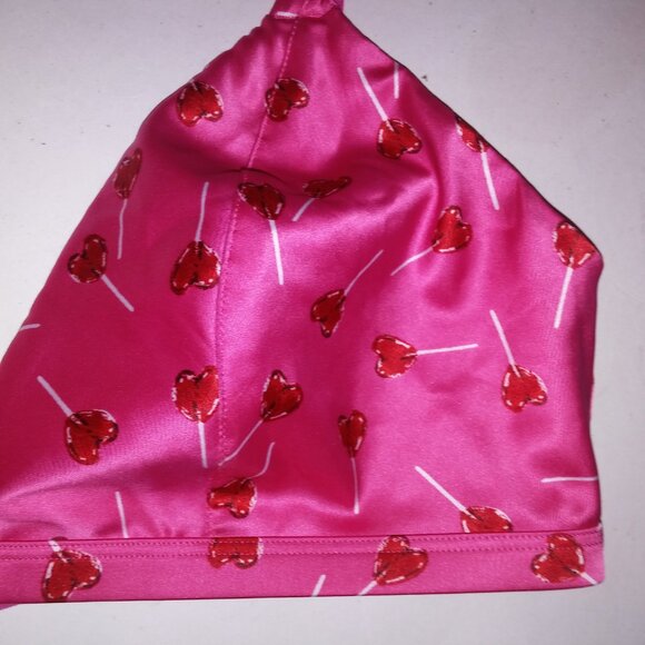 Victoria’s Secret Tease Bralette Bra XS Pink Satin Lollipop Hearts Wireless NWT - Picture 7 of 9